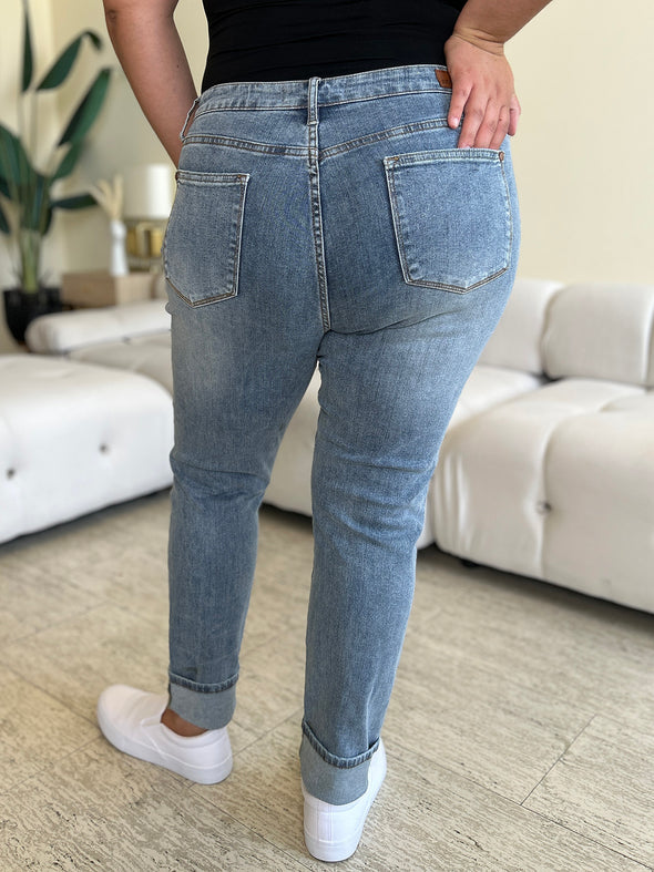 High Waist Cuff Hem Skinny Jeans By Judy Blue