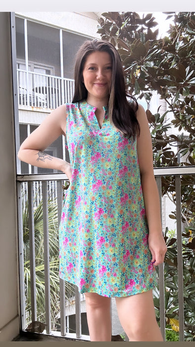 Lizzy Tank Dress in Emerald Spring Floral