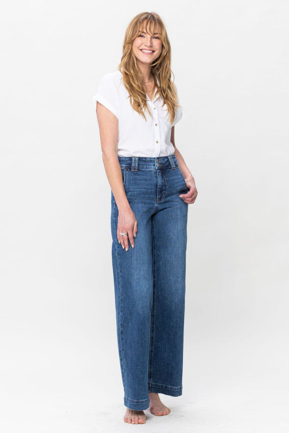 Double Button Wide Leg Jeans By Judy Blue