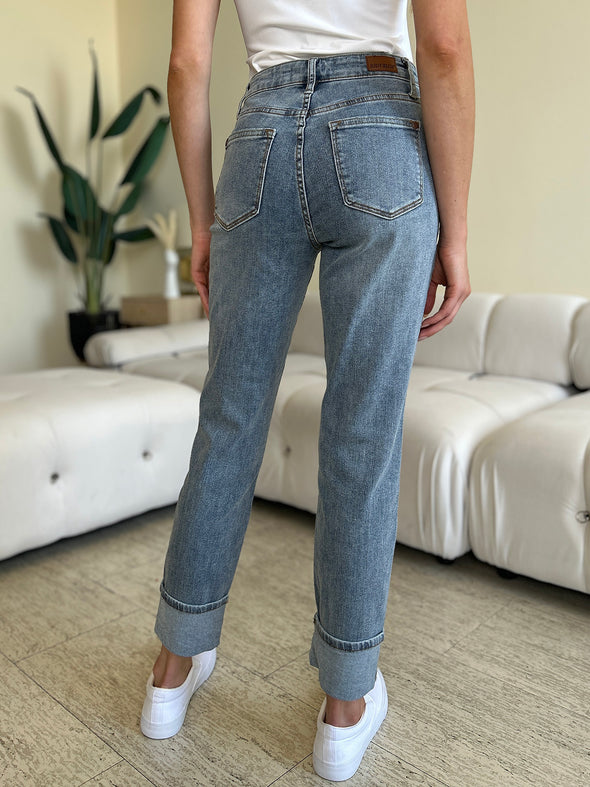 High Waist Cuff Hem Skinny Jeans By Judy Blue