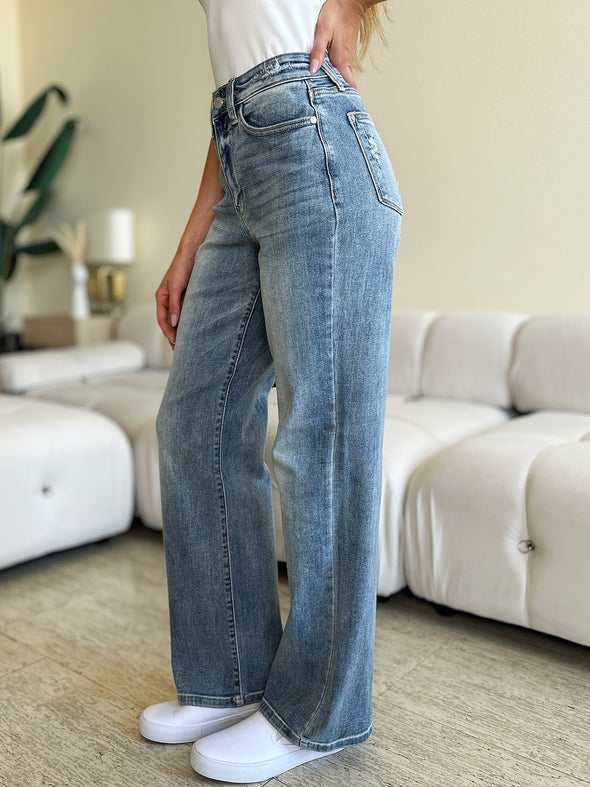 Non Distressed High Waist Straight Jeans By Judy Blue