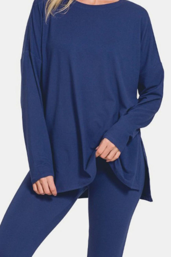 Top and Leggings Lounge Set In Light Navy