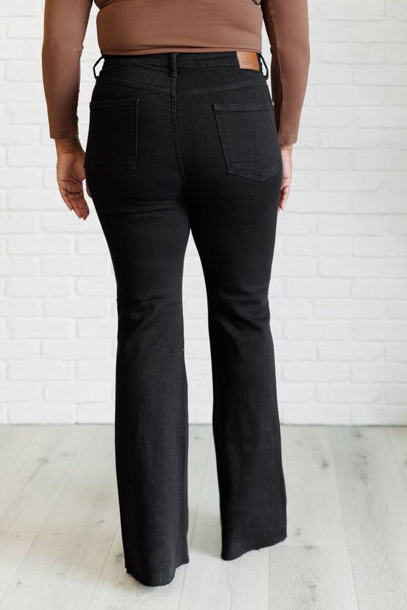 Etta High Rise Control Top Flare Jeans in Black By Judy Blue