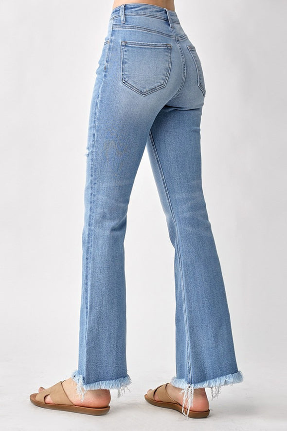 High Rise Frayed Hem Bootcut Jeans By Risen