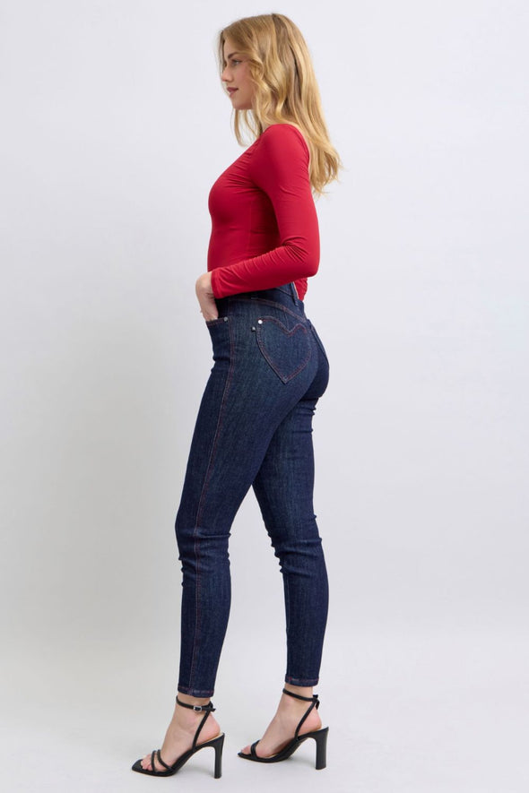 Heart Shaped Back Pockets Skinny Jeans By Judy Blue