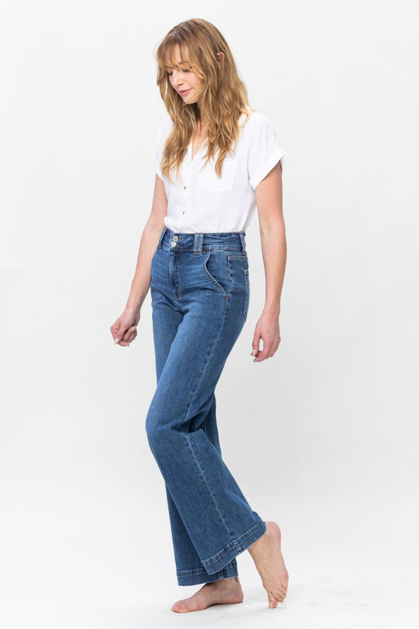 Double Button Wide Leg Jeans By Judy Blue