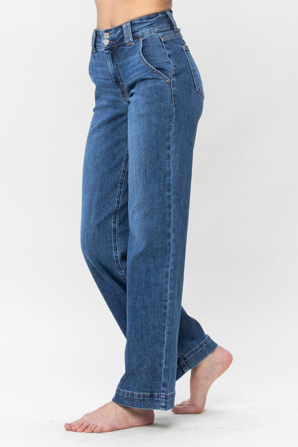 Double Button Wide Leg Jeans By Judy Blue