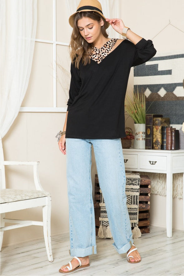 Leopard Braided Strap Long Sleeve