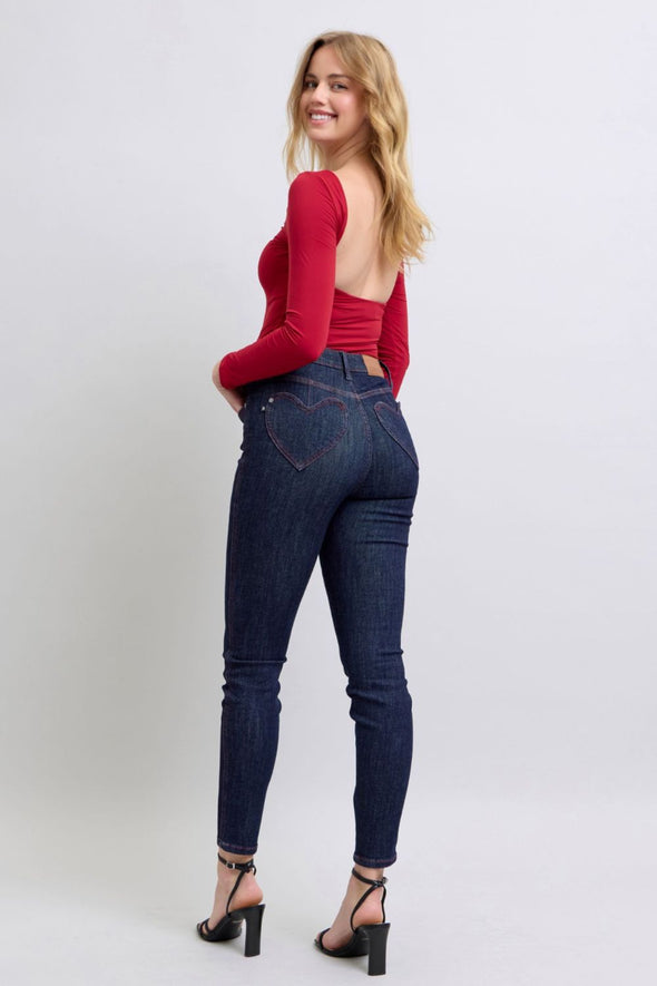 Heart Shaped Back Pockets Skinny Jeans By Judy Blue