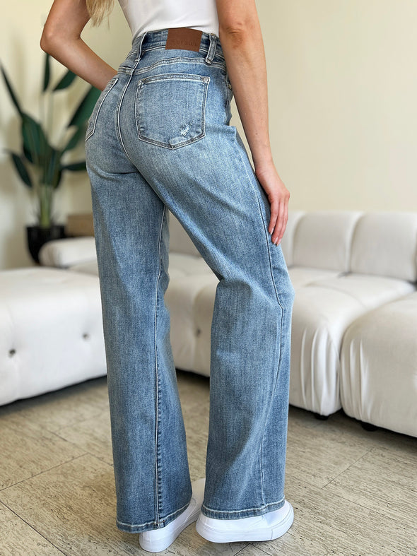 Non Distressed High Waist Straight Jeans By Judy Blue