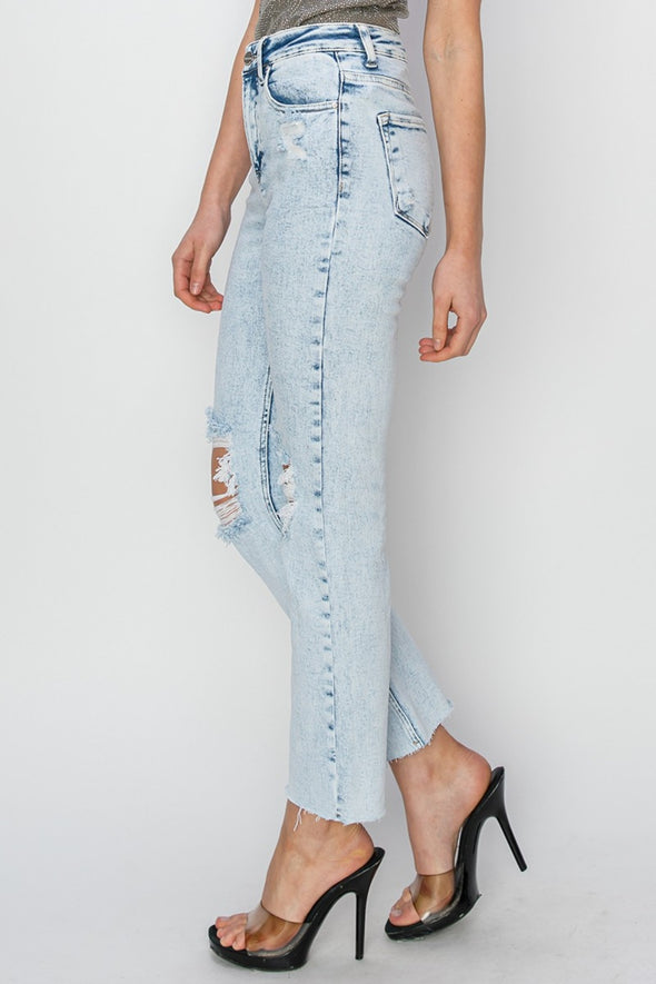 High Rise Distressed Ankle Jeans By Risen