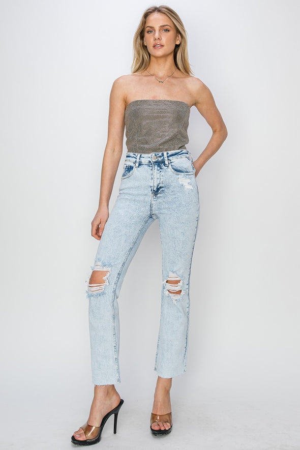 High Rise Distressed Ankle Jeans By Risen