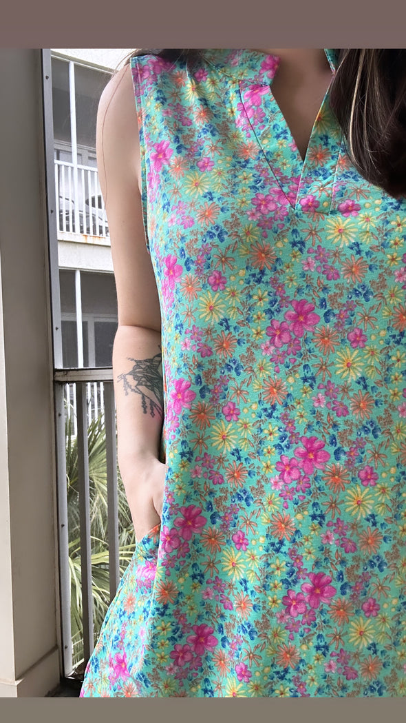 Lizzy Tank Dress in Emerald Spring Floral