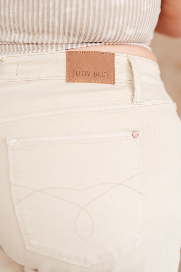 Greta High Rise Garment Dyed Shorts in Bone By Judy Blue