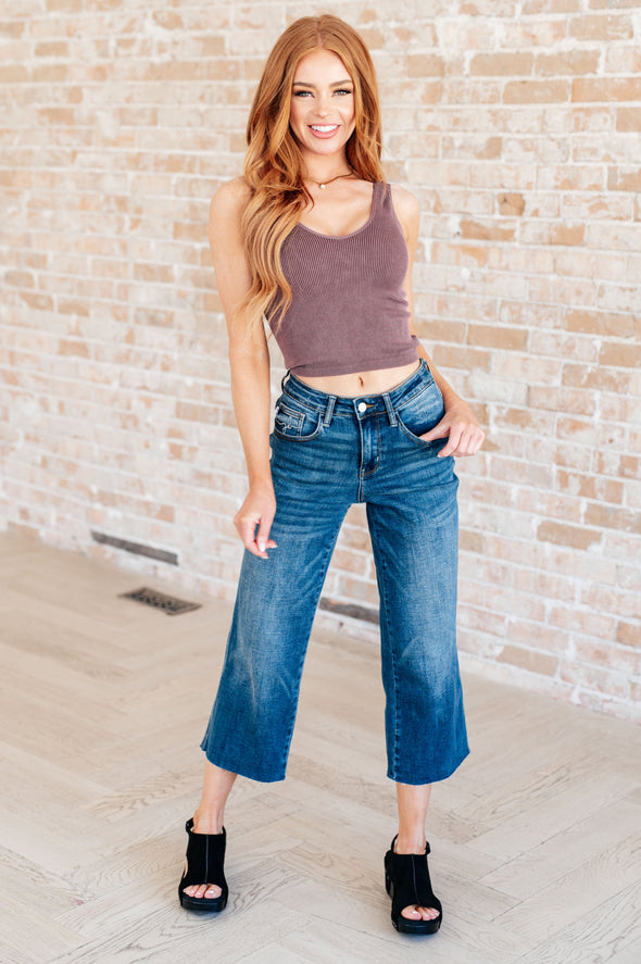 Hayes High Rise Wide Leg Crop Jeans By Judy Blue