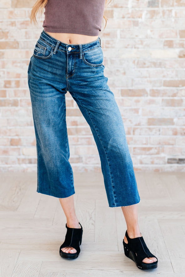 Hayes High Rise Wide Leg Crop Jeans By Judy Blue