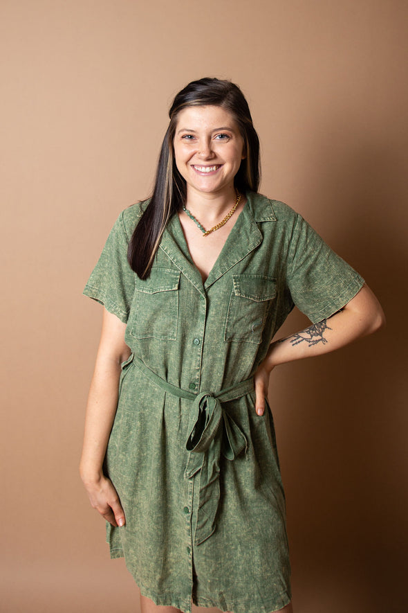 Green Linen Dress