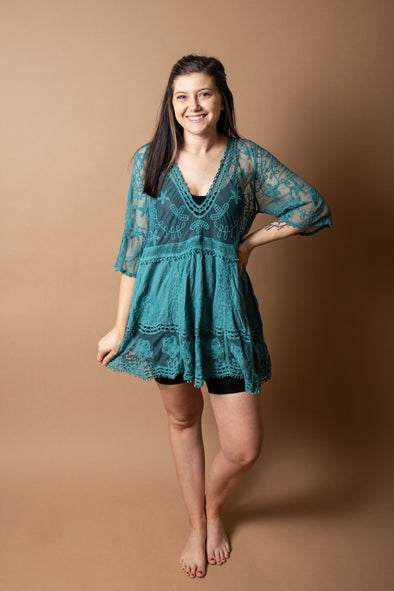 Half Sleeve Lace Cover up- 3 Colors