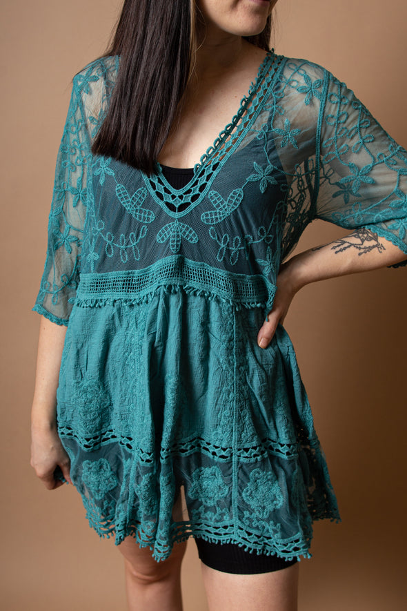 Half Sleeve Lace Cover up- 3 Colors