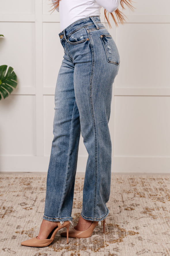 Quinn Mid Rise Cell Phone Pocket Dad Jeans By Judy Blue