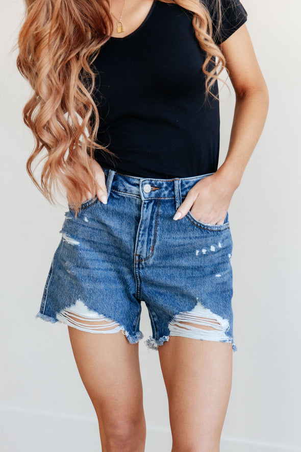 Samantha High Rise Rigid Magic Distressed Cutoff Shorts By Judy Blue