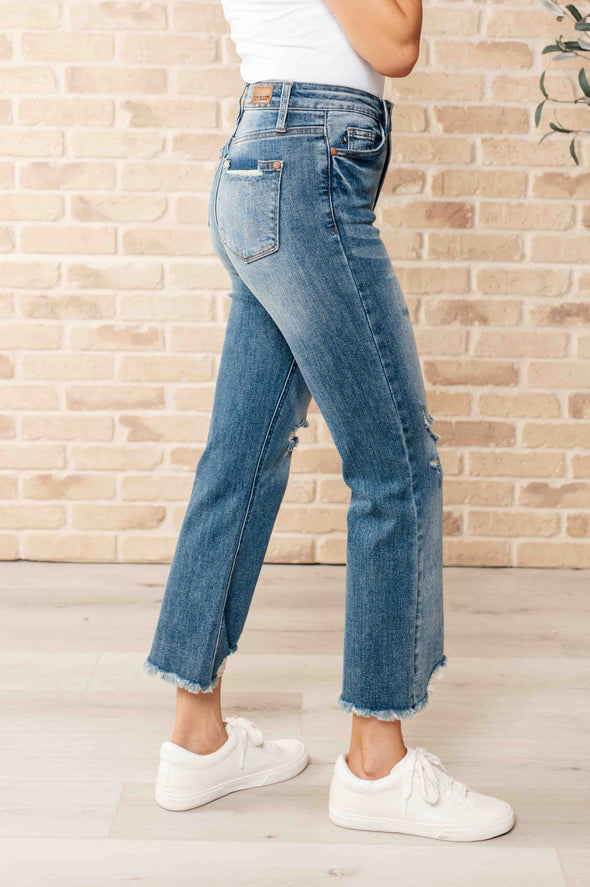 Sammy High Waist Distressed Crop Straight Leg Jeans By Judy Blue