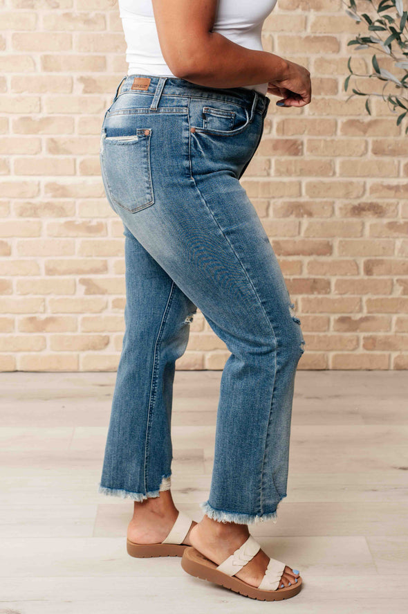 Sammy High Waist Distressed Crop Straight Leg Jeans By Judy Blue