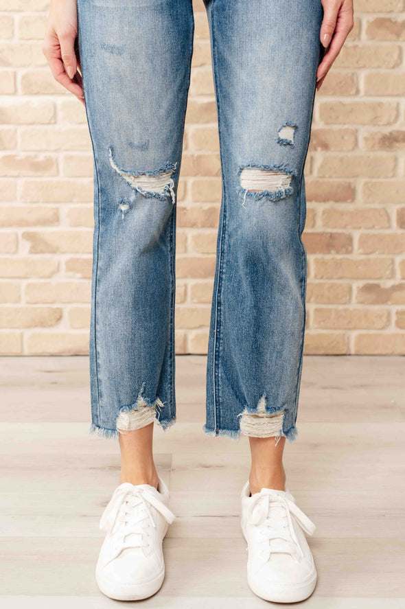 Sammy High Waist Distressed Crop Straight Leg Jeans By Judy Blue