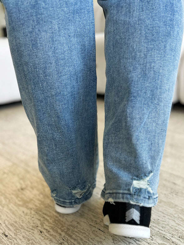 High Waist Slightly Distressed Straight Jeans By Judy Blue