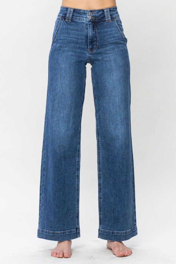 Double Button Wide Leg Jeans By Judy Blue