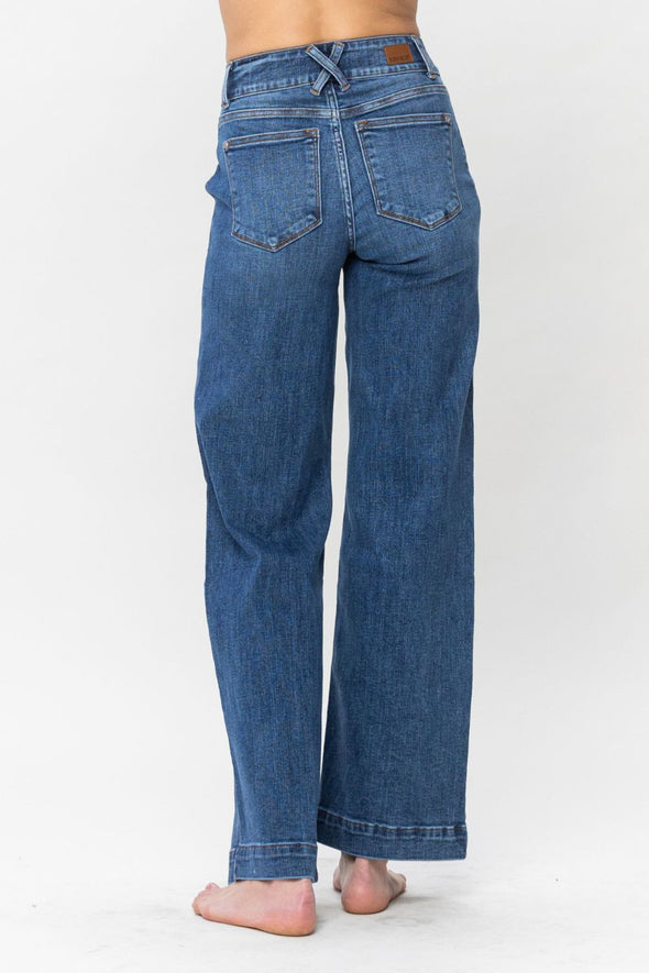 Double Button Wide Leg Jeans By Judy Blue