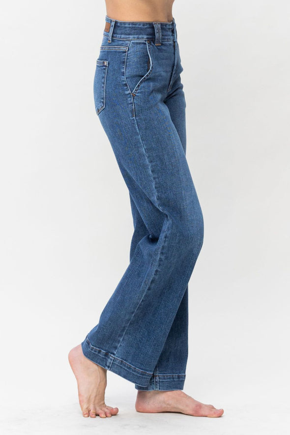 Double Button Wide Leg Jeans By Judy Blue