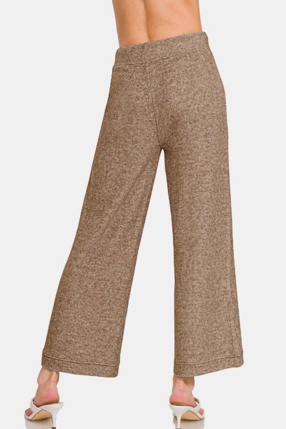 Drawstring Hacci Cropped Pants In Mocha