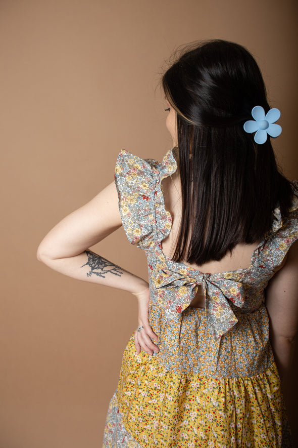 Floral Flutter Sleeve Tank Dress