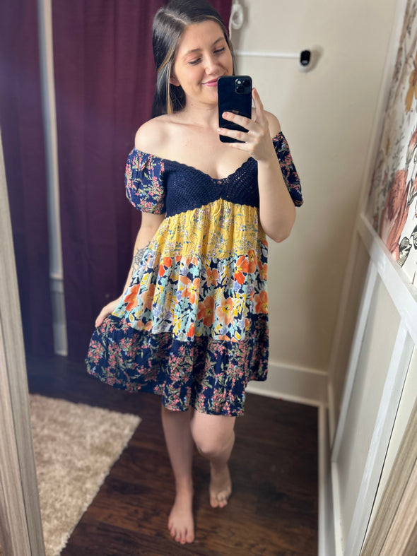 Floral Color Block Dress