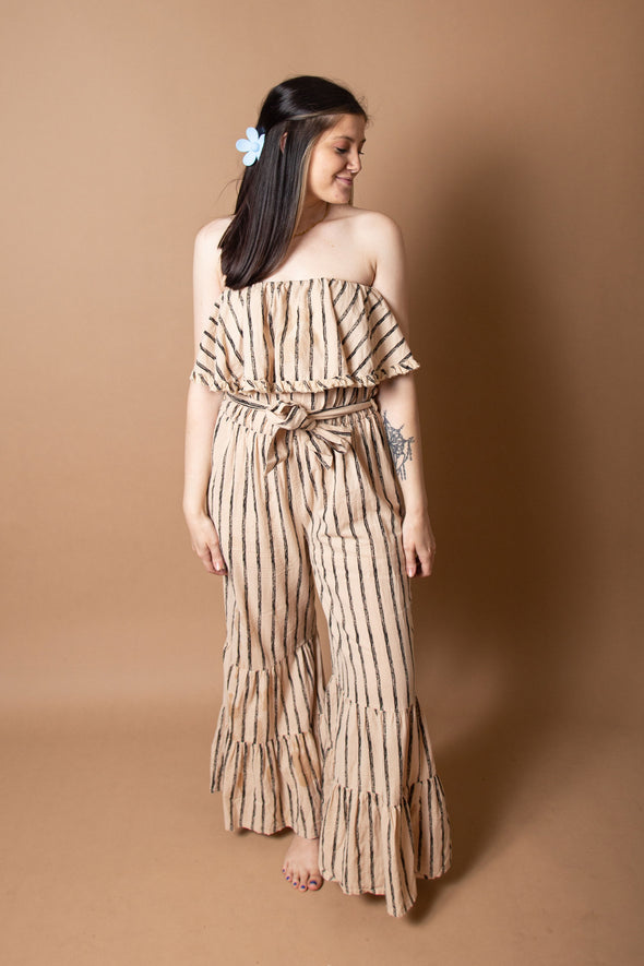 Striped Bell Bottom Jumpsuit