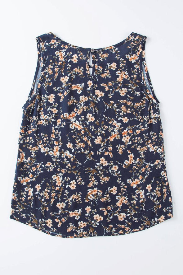 Floral Keyhole Neck Tank Top