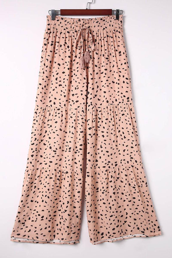 Tiered Wide Leg Smocked High Waist Pants