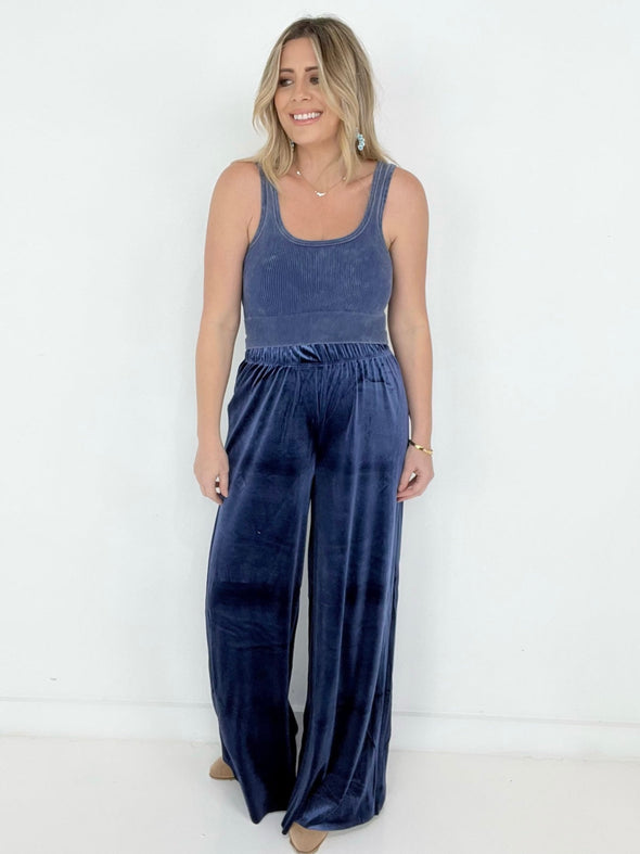 Solid Velvet Wide Leg Pants-3 Colors