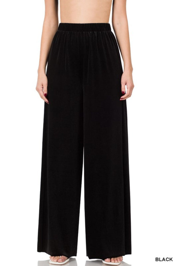 Solid Velvet Wide Leg Pants-3 Colors