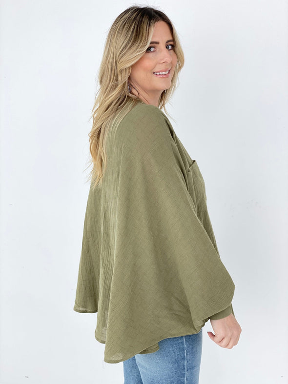 Textured Cotton Linen Oversized Top- 3 Colors