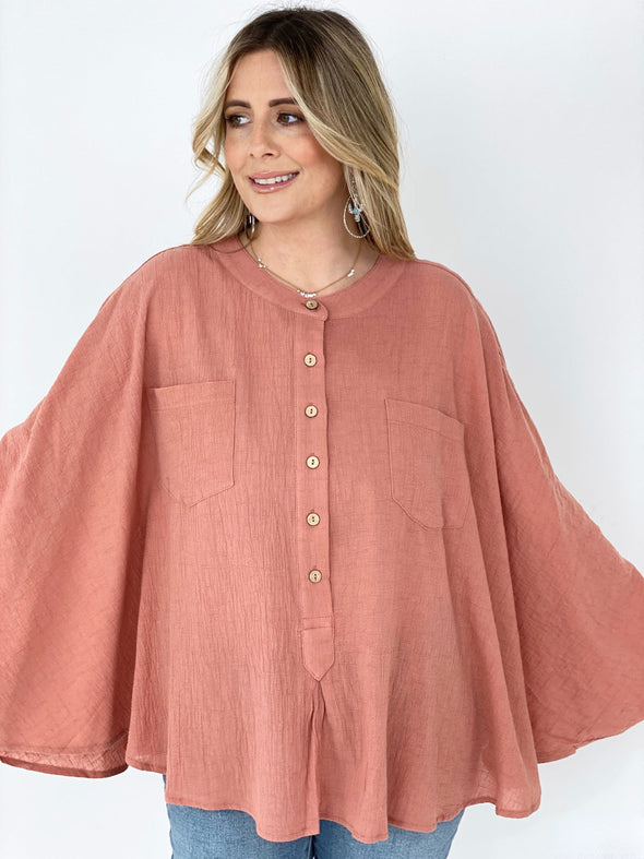 Textured Cotton Linen Oversized Top- 3 Colors