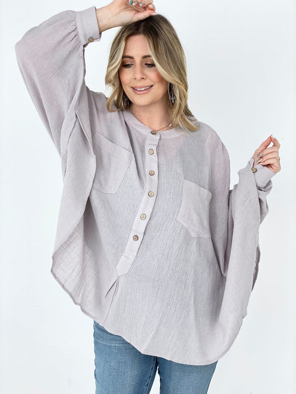 Textured Cotton Linen Oversized Top- 3 Colors