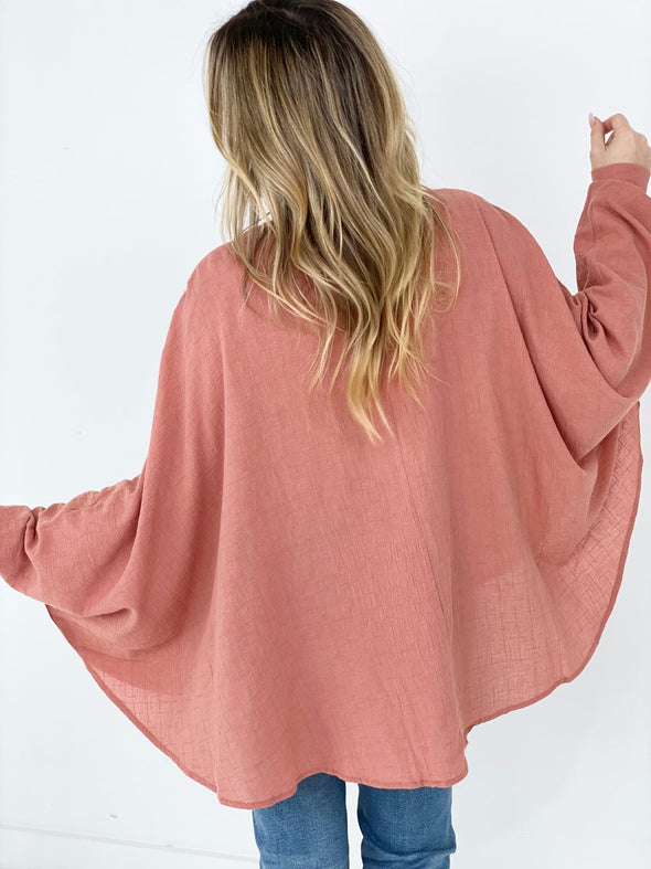 Textured Cotton Linen Oversized Top- 3 Colors