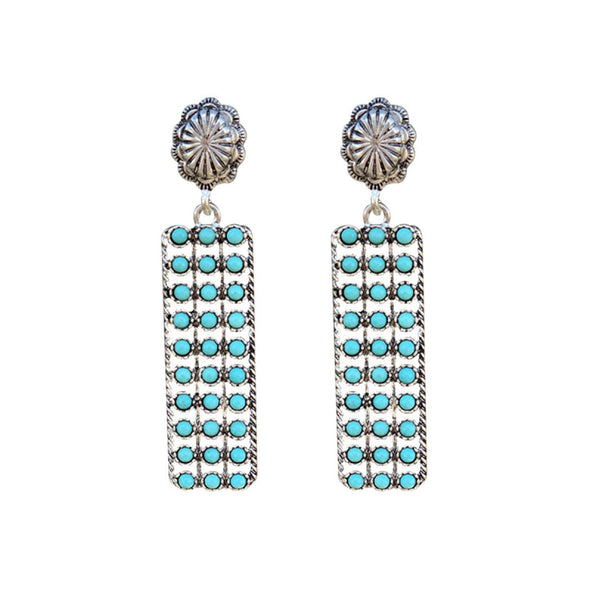 Art Deco Inlaid Turquoise Drop Earring