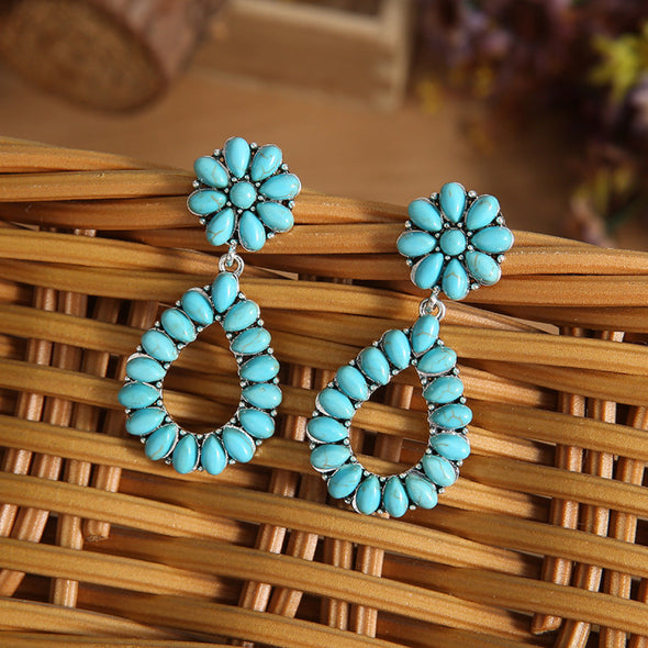 Turquoise Teardrop-Shaped Drop Earrings