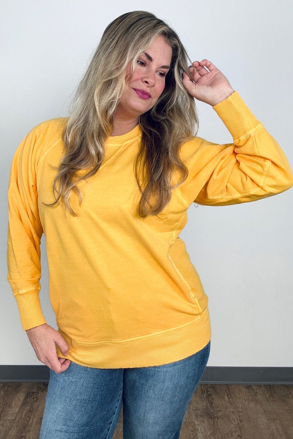 Pigment Dyed French Terry Pullover With Pockets