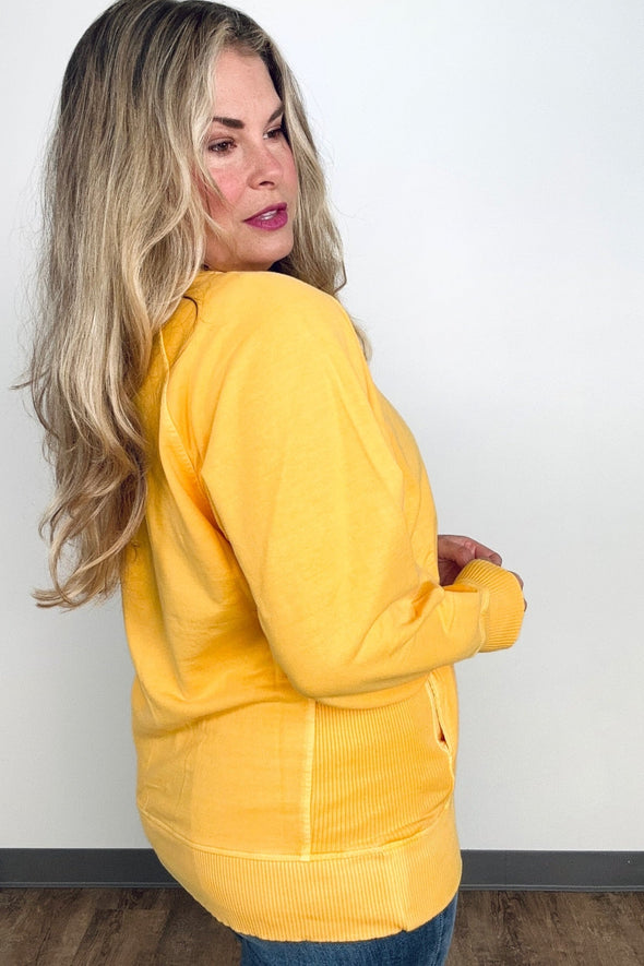 Pigment Dyed French Terry Pullover With Pockets