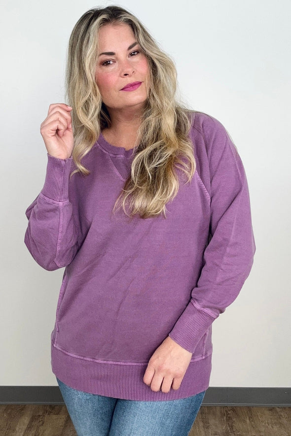 Pigment Dyed French Terry Pullover With Pockets