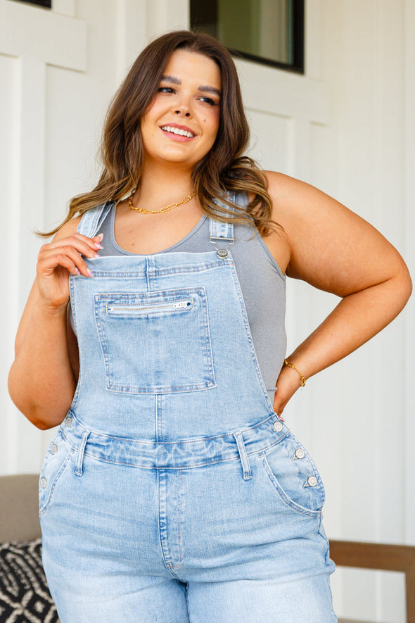 Annabelle Distressed Straight Leg Overalls By Judy Blue